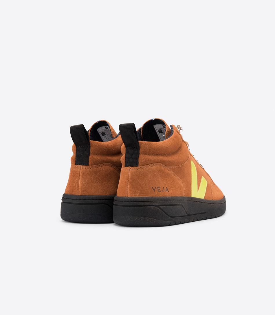 Veja Roraima Bastille Suede Tuile Jaune Fluo Outlet Adults Smeđe | BHRSD59824